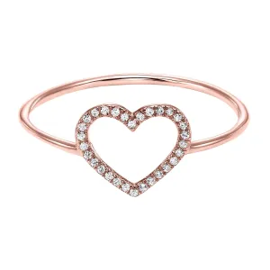 14K Rose Gold Open Heart Diamond Ring