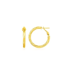 14k Yellow Gold Petite Twisted Round Hoop Earrings Weight 1.7 grams