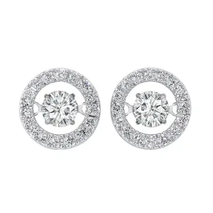 14KT White Gold & Diamond Classic Book Rhythm Of Love Fashion Earrings   - 1 ctw