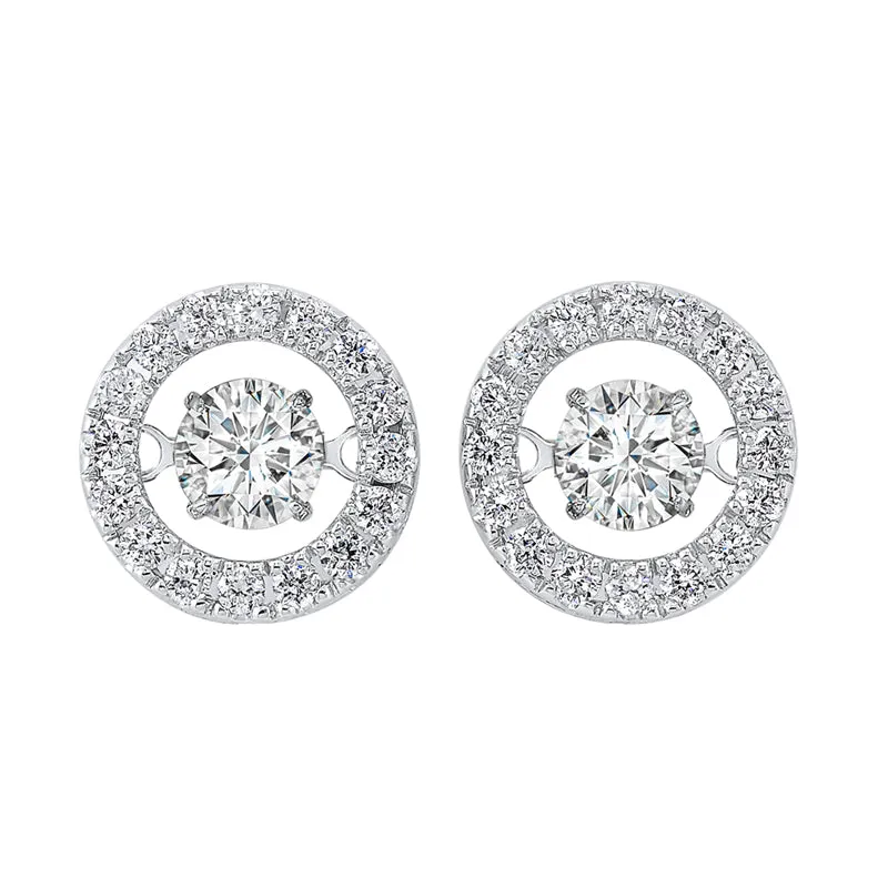 14KT White Gold & Diamond Classic Book Rhythm Of Love Fashion Earrings   - 1 ctw