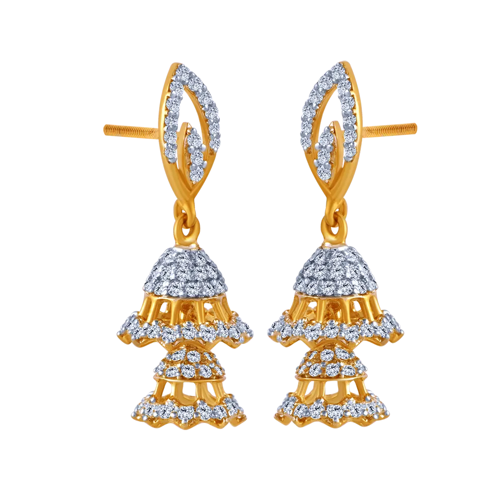 18k Intricate Diamond Jhumka