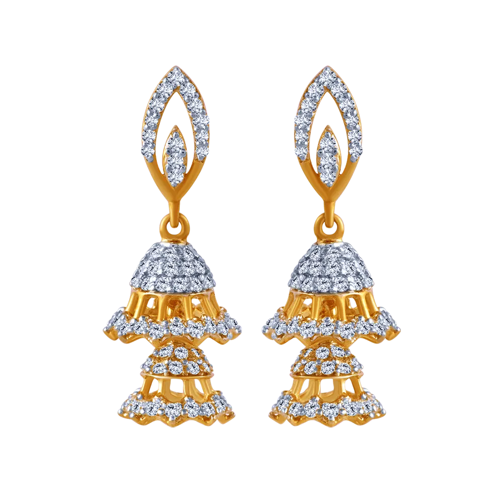 18k Intricate Diamond Jhumka