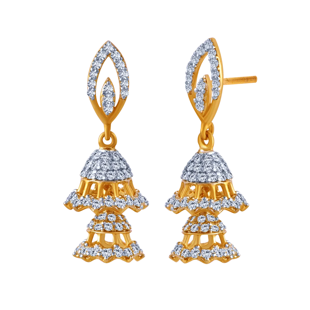 18k Intricate Diamond Jhumka