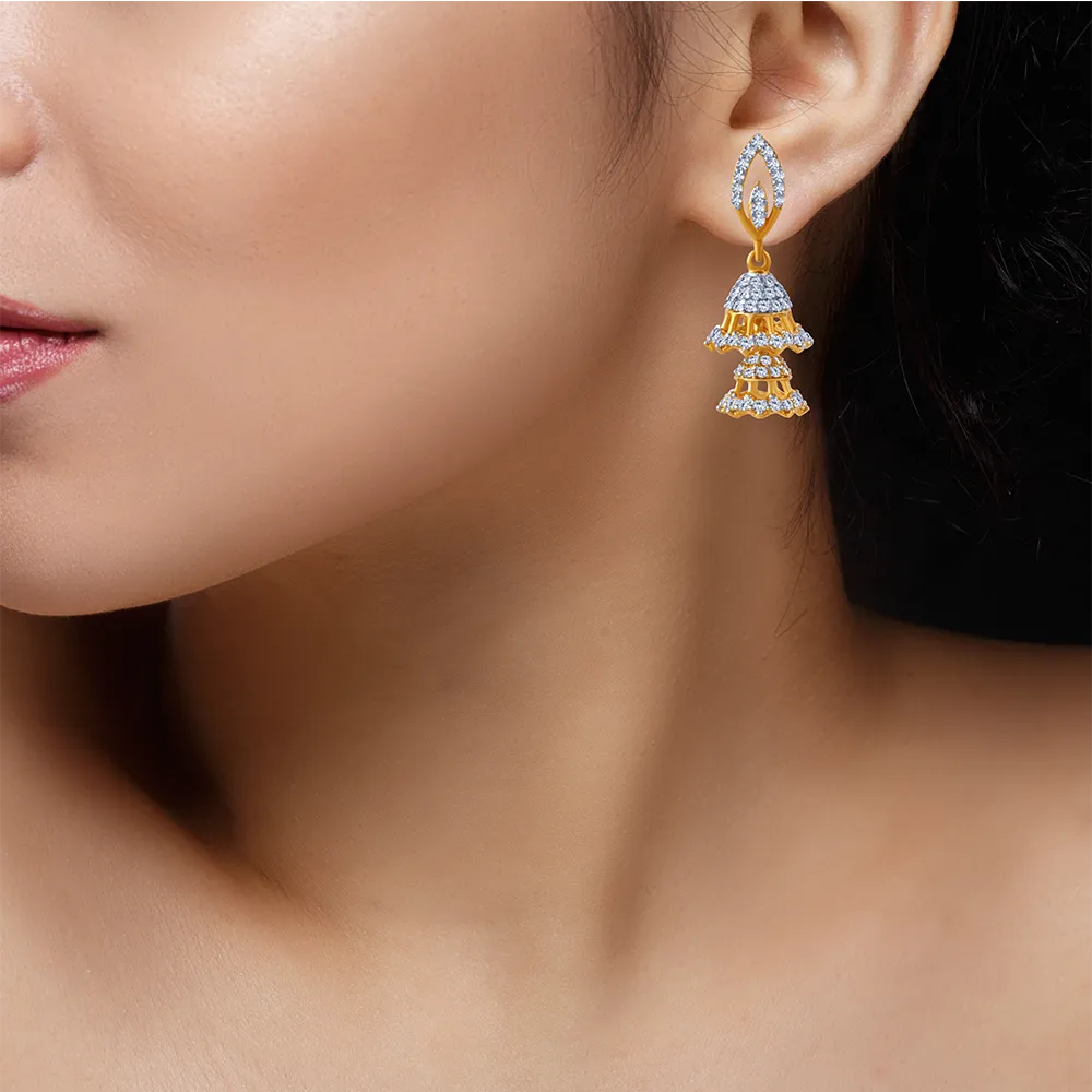 18k Intricate Diamond Jhumka