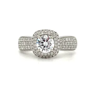 18KW Diamond Pave Set Engagement Semi-Mount Ring w/ 0.63 ctw, Size 6.5