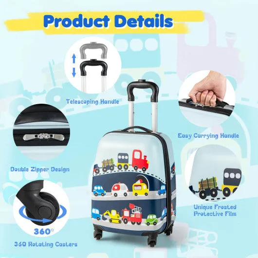 2 Pieces Kids Carry-on Luggage Set with 12 Inch Backpack-Blue