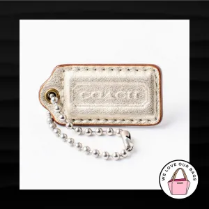 2" Medium COACH GOLD METALLIC LEATHER KEY FOB BAG CHARM KEYCHAIN HANGTAG TAG