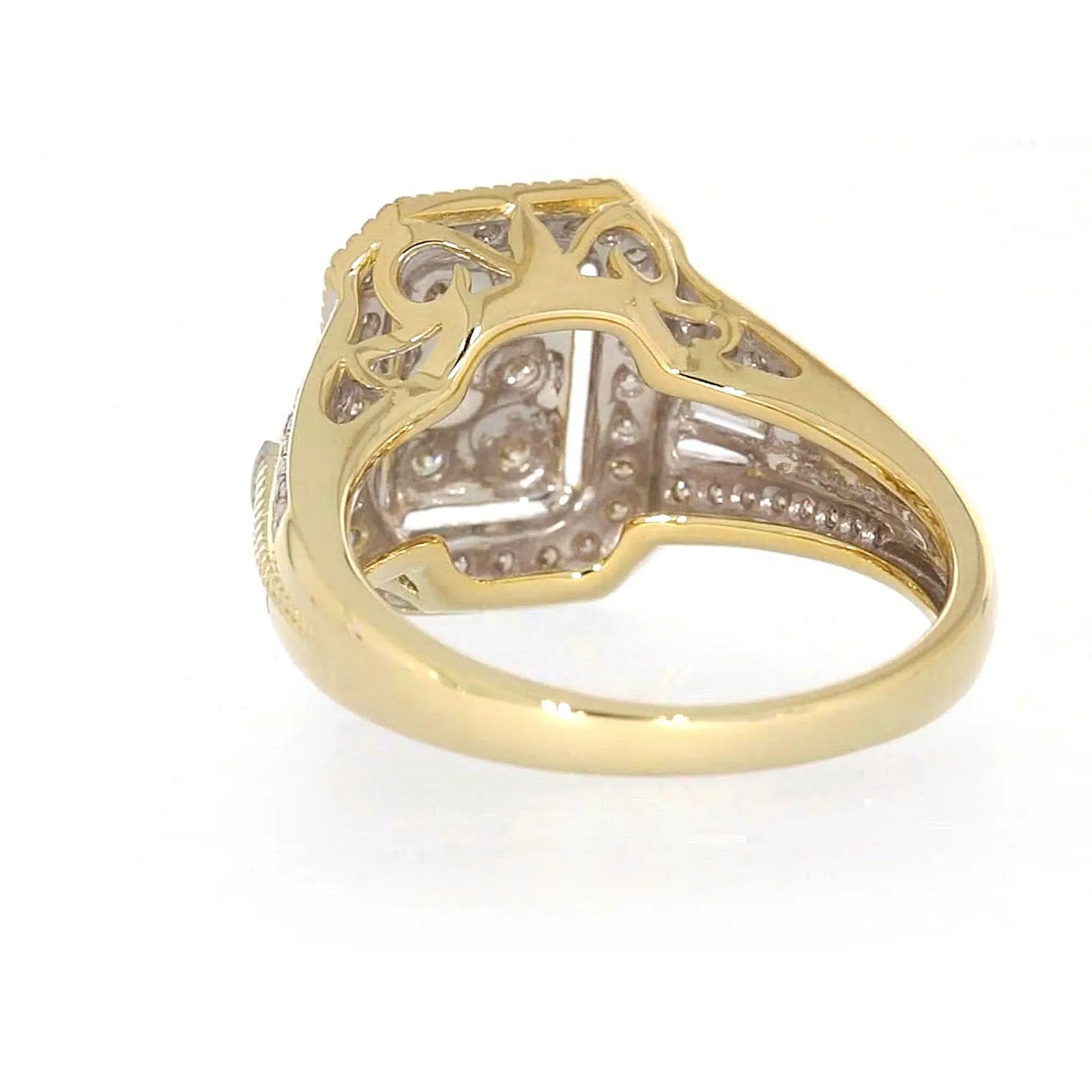 9ct Yellow Gold Round Brilliant & Baguette Cut 1/2 CARAT tw of Diamonds Ring
