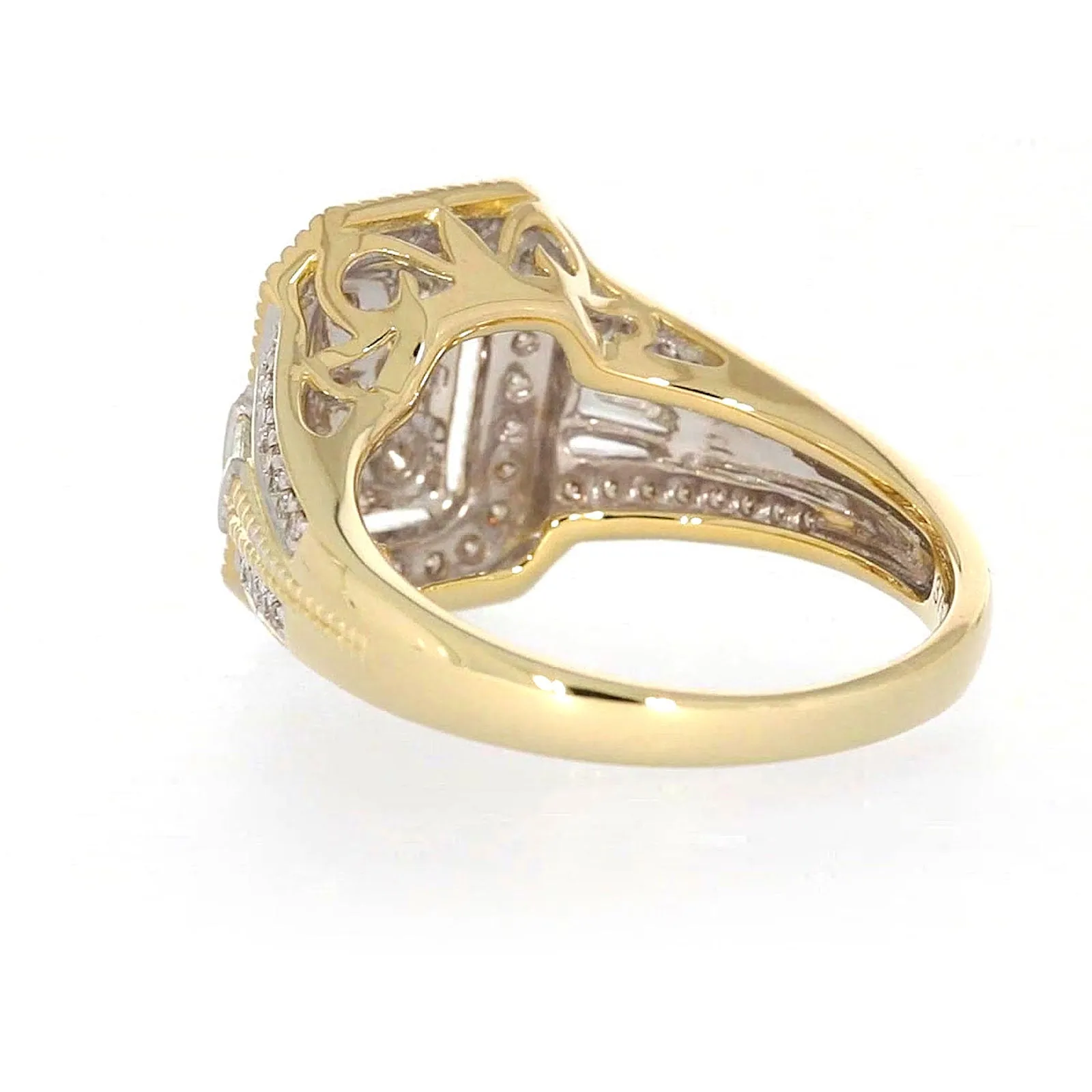 9ct Yellow Gold Round Brilliant & Baguette Cut 1/2 CARAT tw of Diamonds Ring