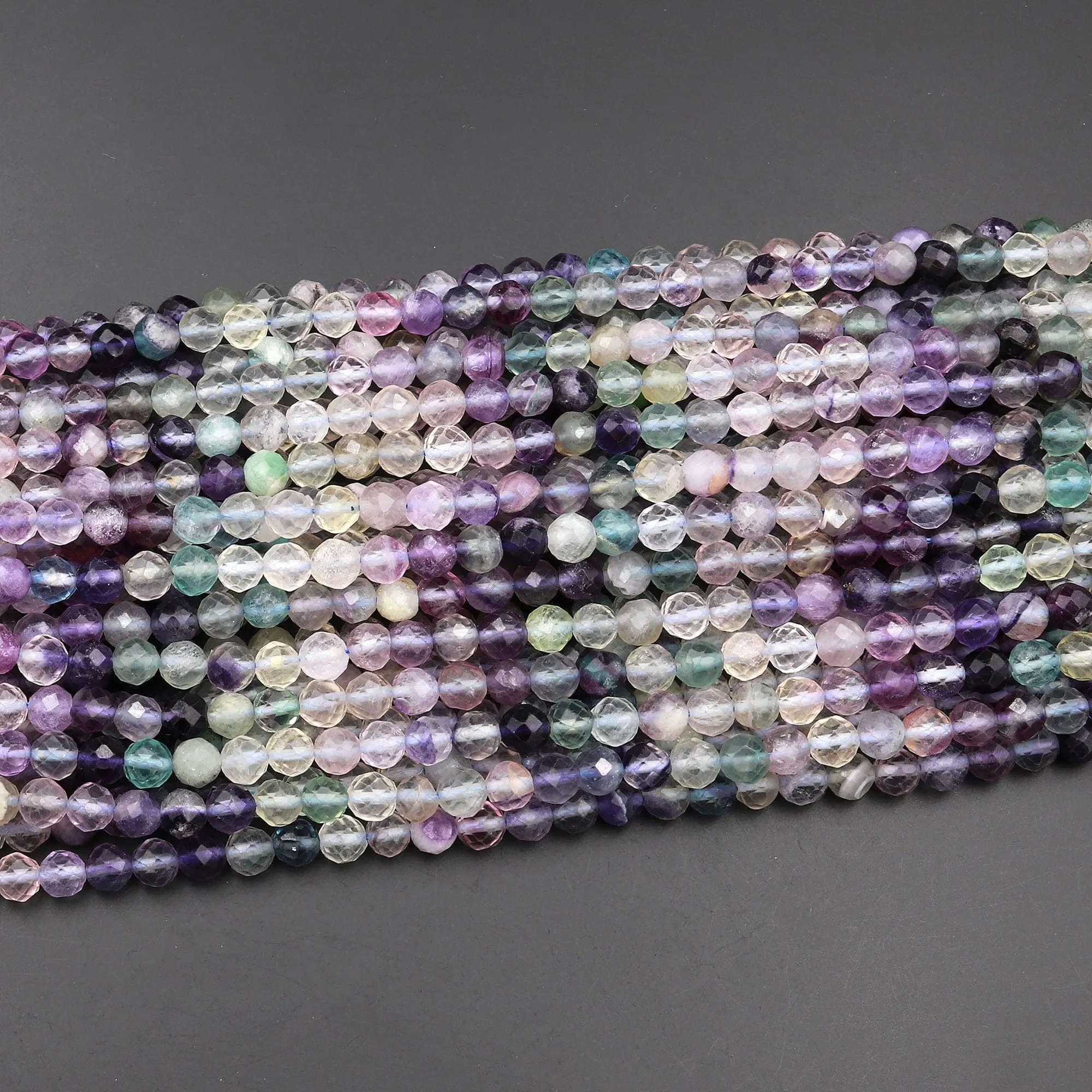 AAA Grade Gemmy Natural Fluorite Faceted 6mm Round Beads Micro Laser Cut Purple Green Gemstone Bead 15.5" Strand