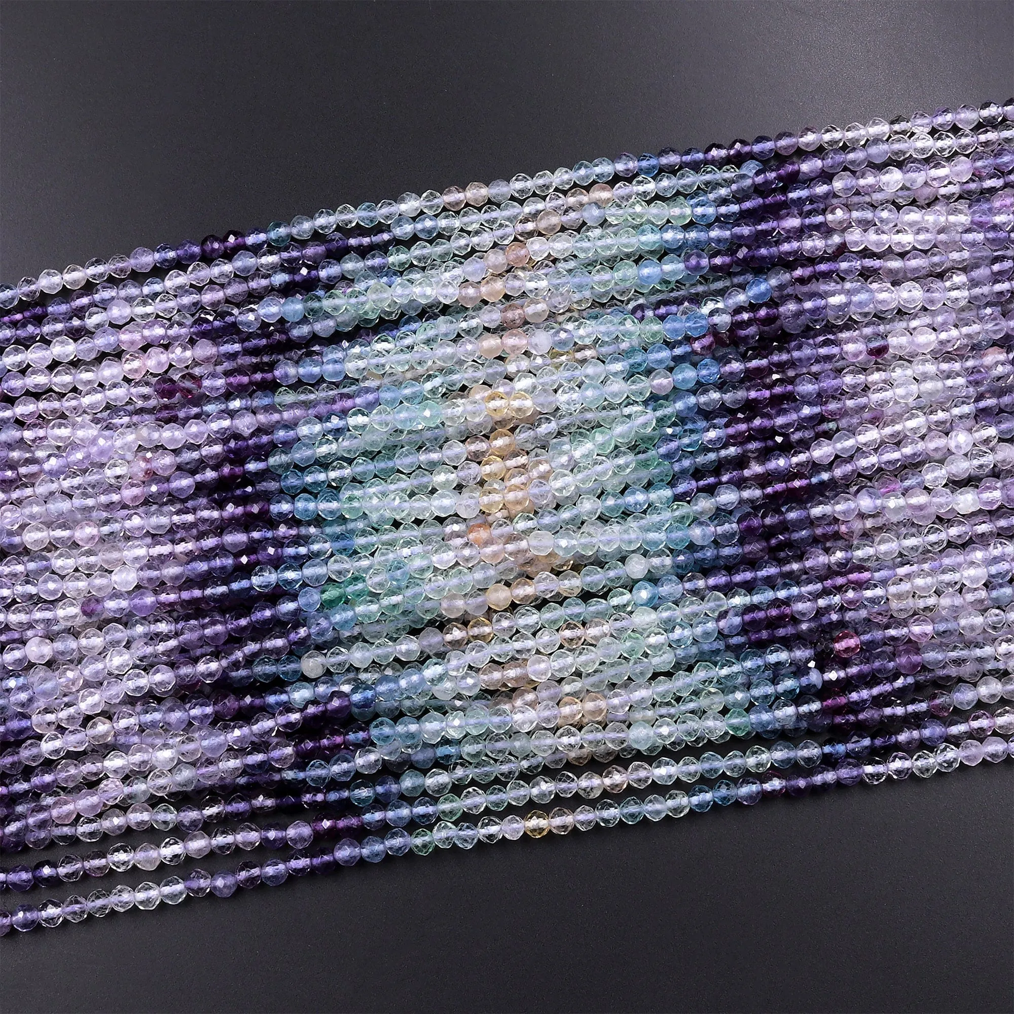 AAA Grade Gemmy Natural Rainbow Fluorite Faceted 4mm Round Beads Micro Laser Cut Purple Green Gemstone Bead 16" Strand