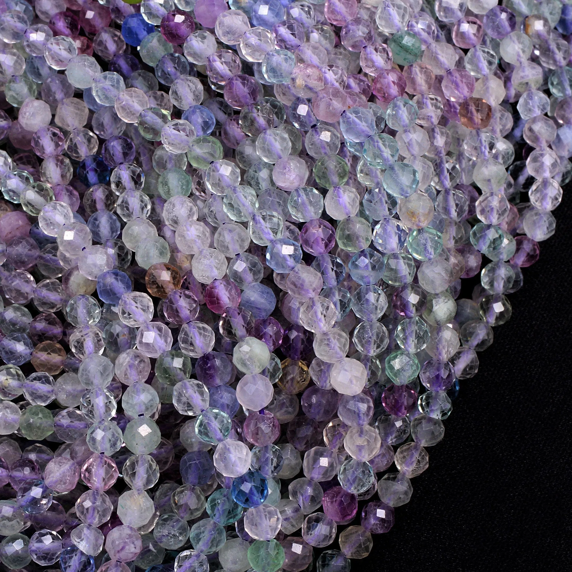 AAA Grade Super Gemmy Natural Rainbow Fluorite Faceted 4mm Round Beads Micro Faceted Teal Blue Purple Green Gemstone Beads 16" Strand