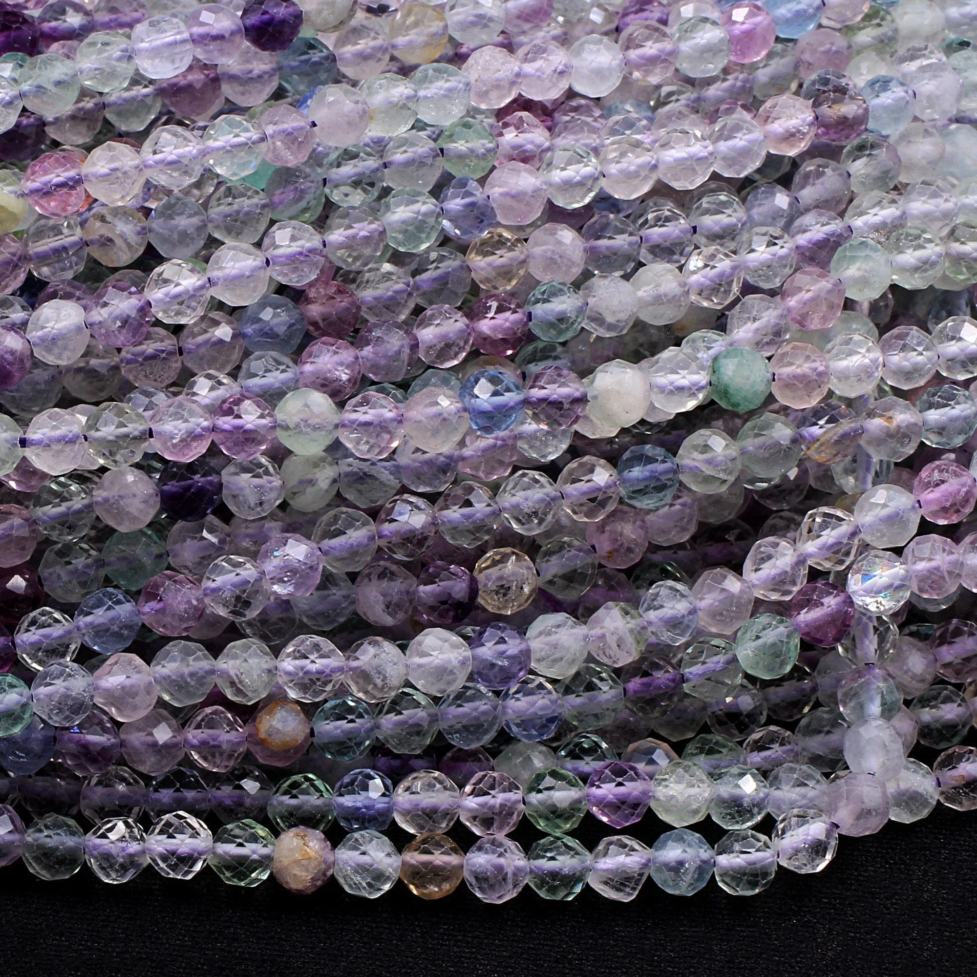 AAA Grade Super Gemmy Natural Rainbow Fluorite Faceted 4mm Round Beads Micro Faceted Teal Blue Purple Green Gemstone Beads 16" Strand