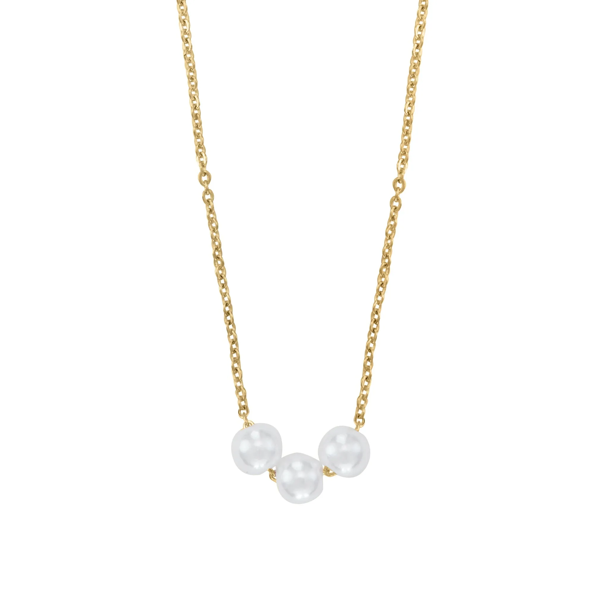 Accessorize London Women Gold Triple Pearl Chain Necklace