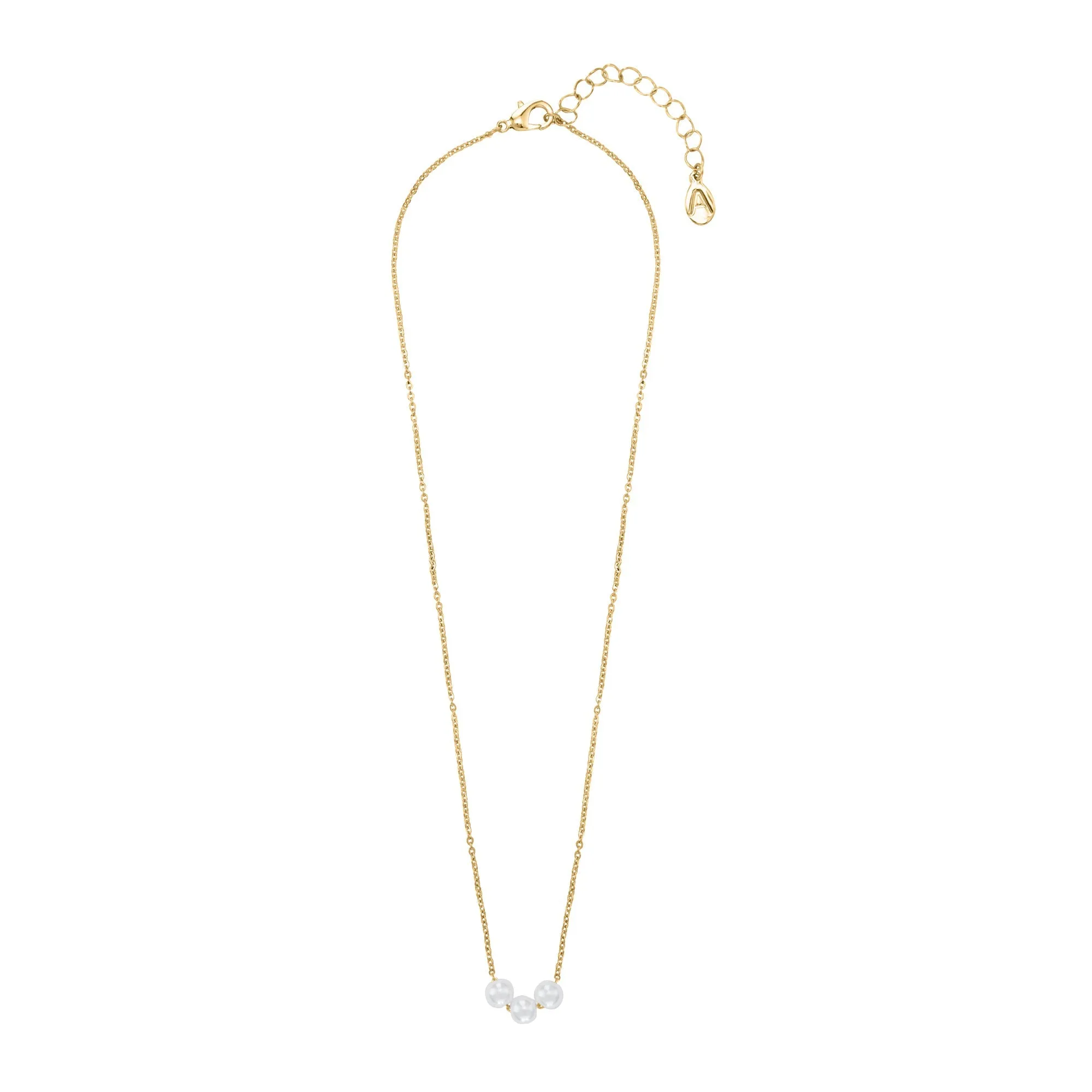 Accessorize London Women Gold Triple Pearl Chain Necklace