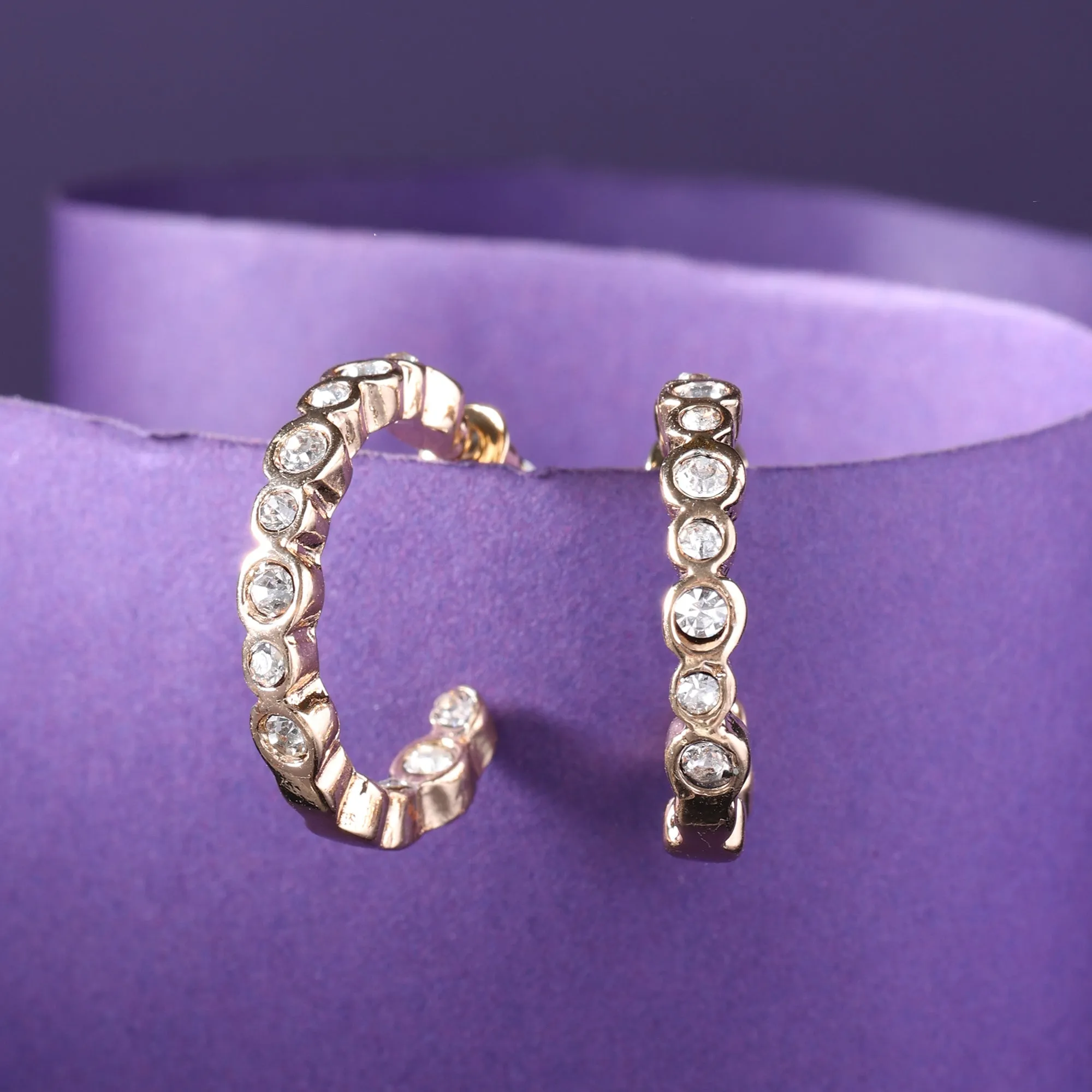 Accessorize London Women's Gold Gem Stone Gold Hoop Earring