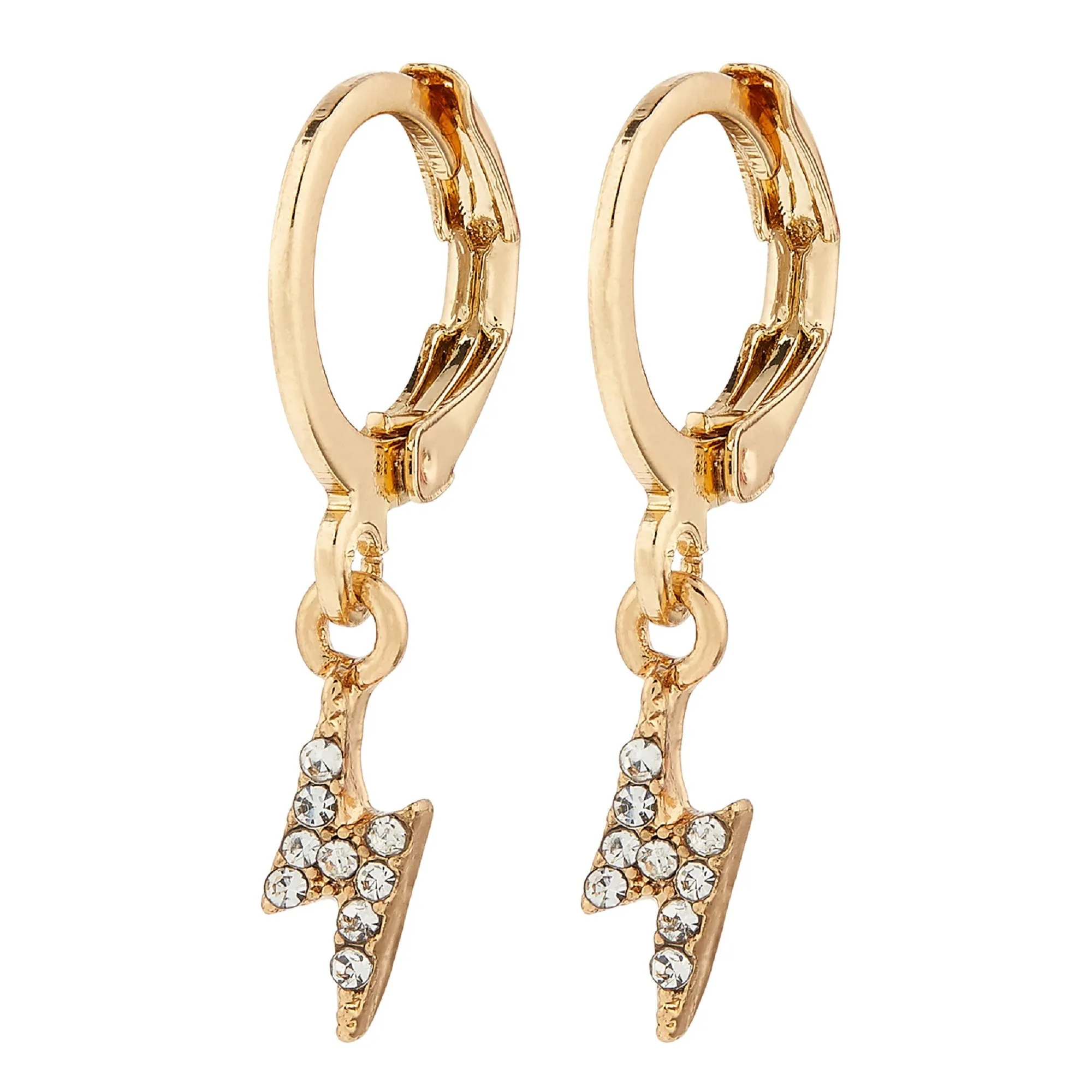 Accessorize London Women's Pave Lightning Bolt Huggie Earrings
