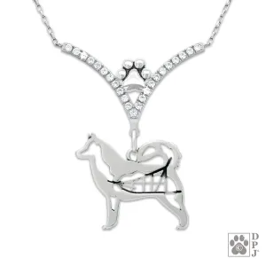 Alaskan Malamute w/Sled VIP  CZ Necklace, Body