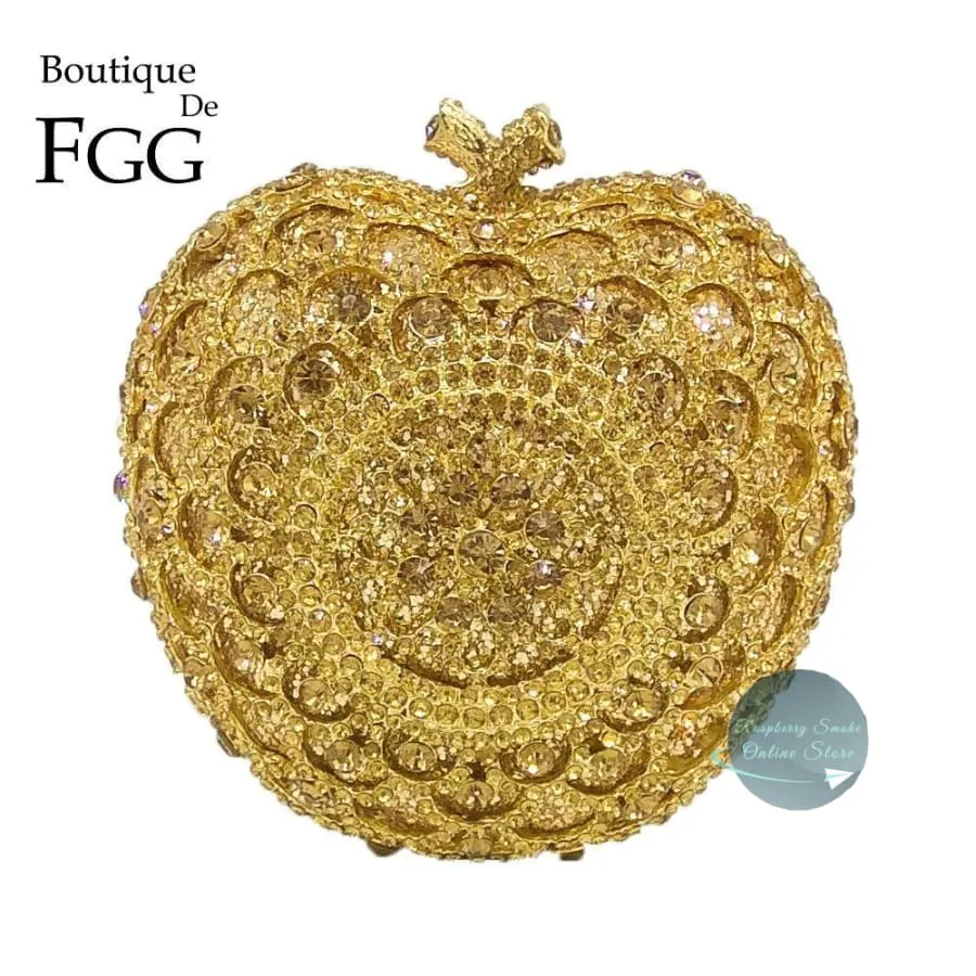 Apple Shape Diamond Crystal Clutch Bag