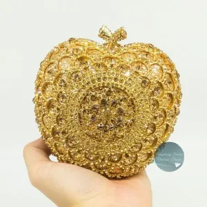 Apple Shape Diamond Crystal Clutch Bag