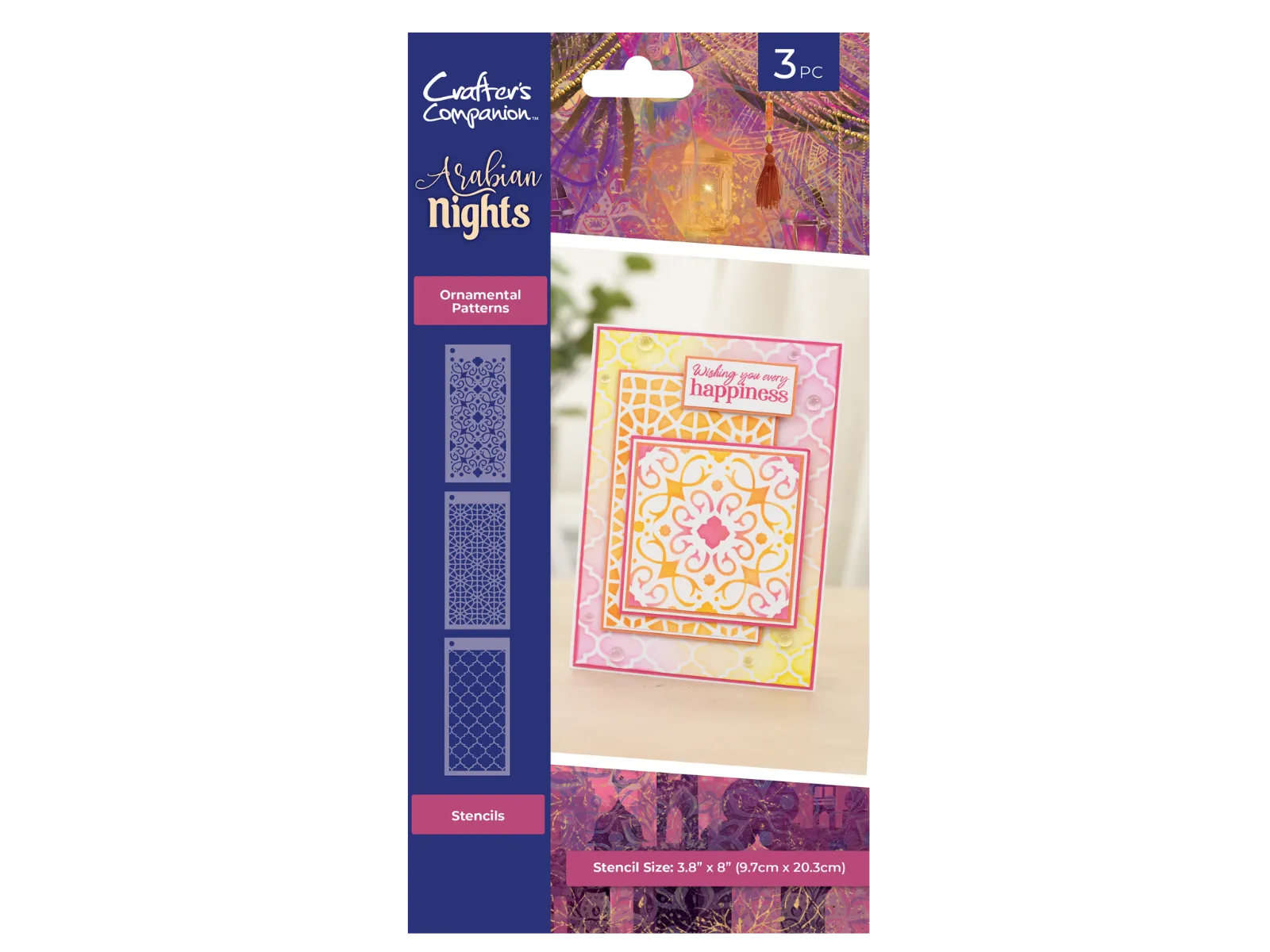 Arabian Nights 3.8" x 8" Stencils 3 pack - Ornamental Patterns