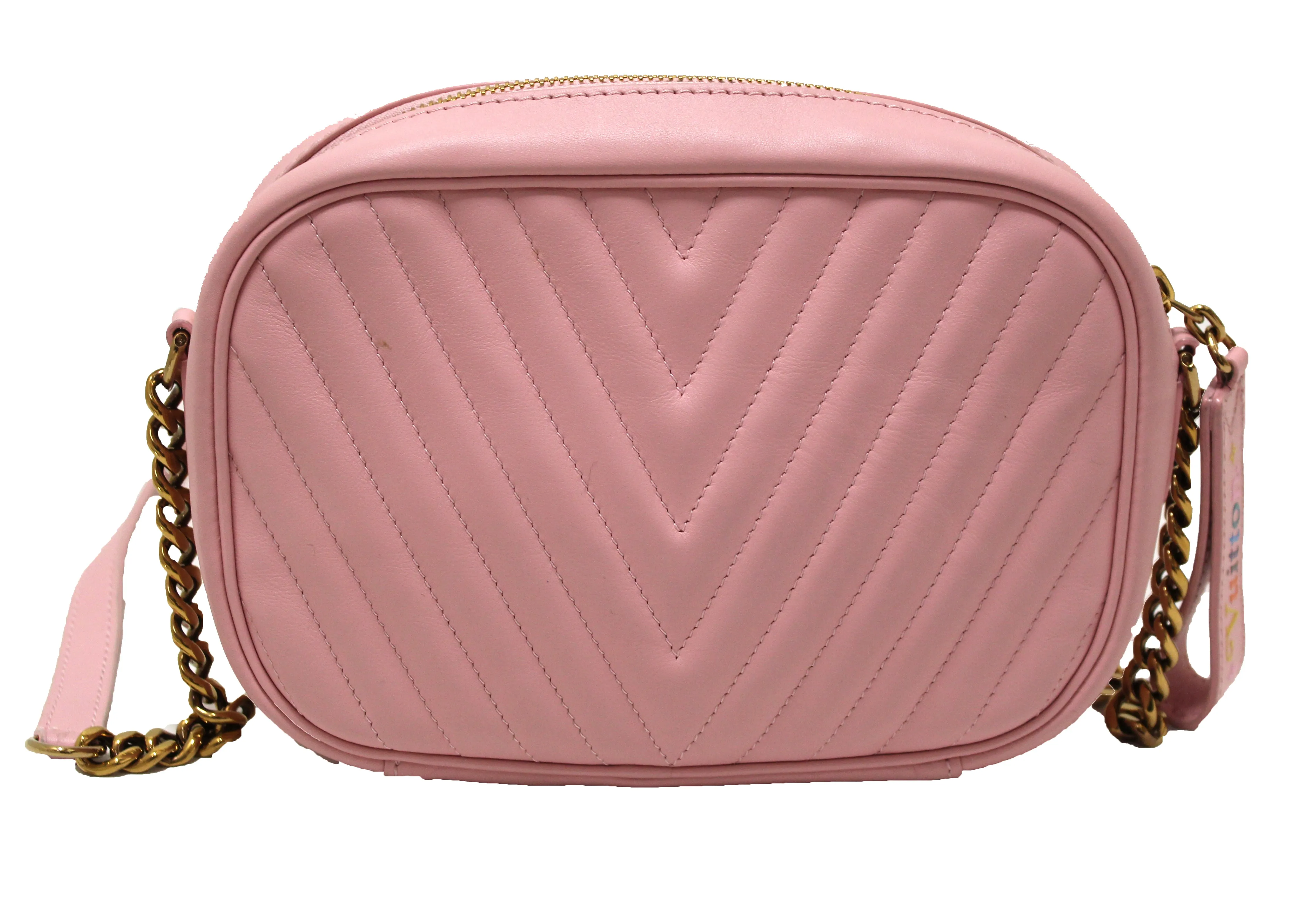 Authentic Louis Vuitton Pink Calfskin New Wave Camera Bag