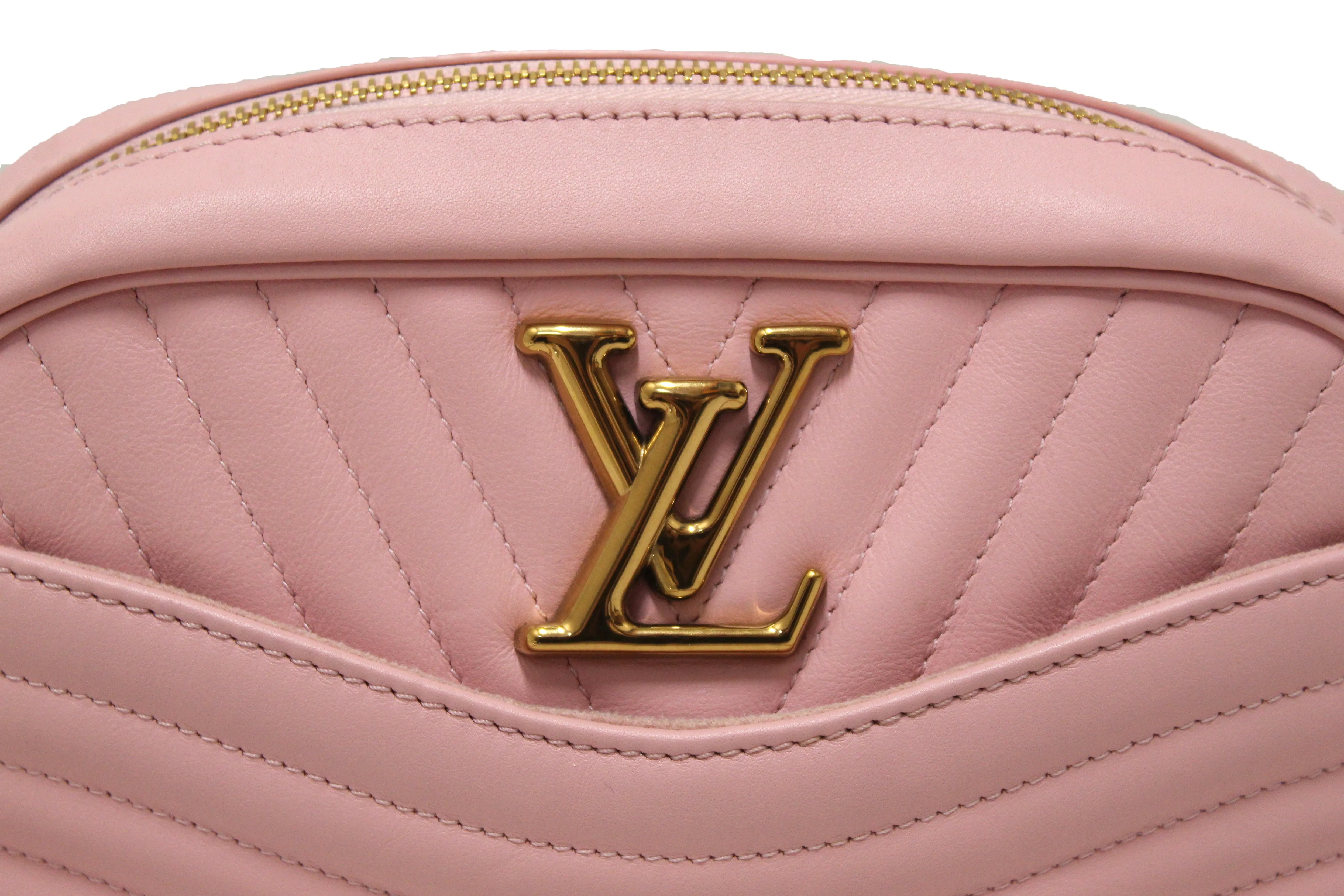 Authentic Louis Vuitton Pink Calfskin New Wave Camera Bag