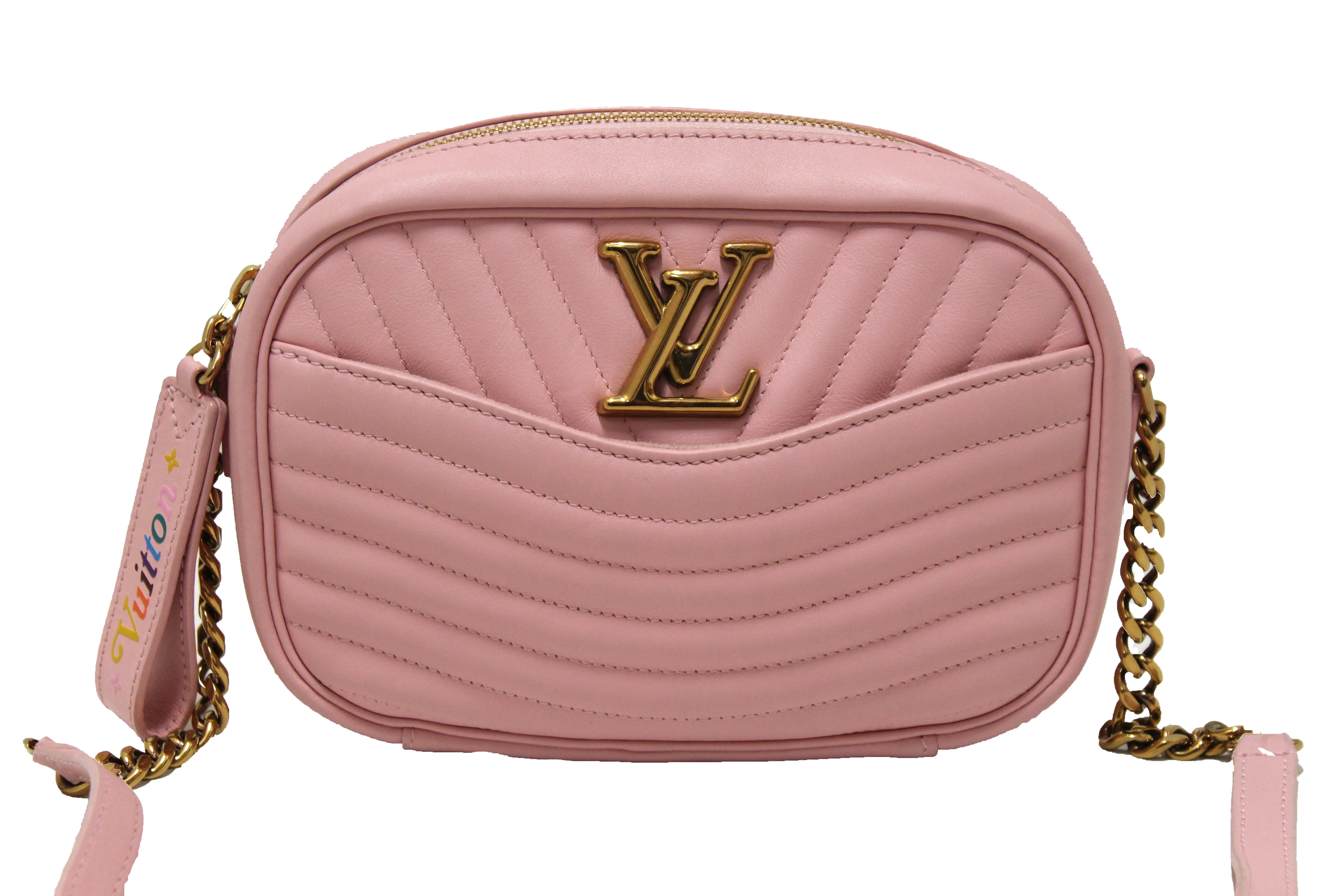 Authentic Louis Vuitton Pink Calfskin New Wave Camera Bag