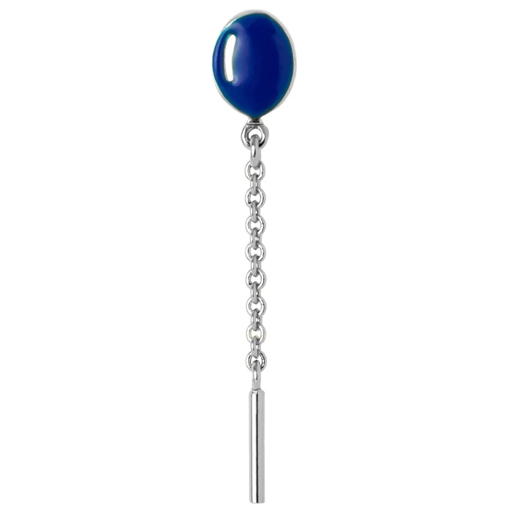 Balloon earring 1 pcs silver plated - Dazzling Blue