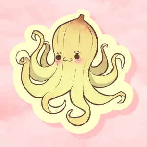 Banana Octopus holographic vinyl sticker