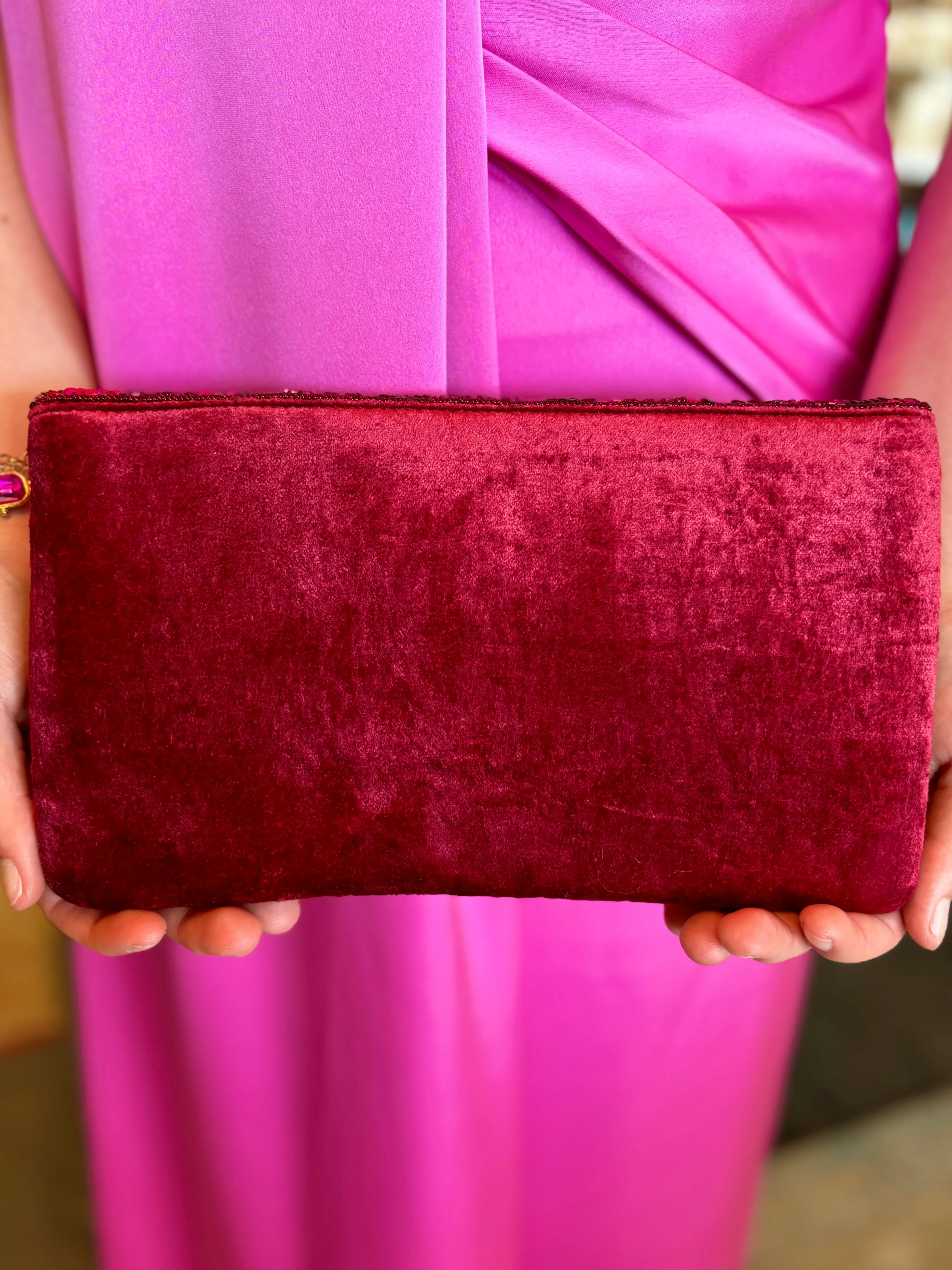 Bead & Sequin Striped Clutch