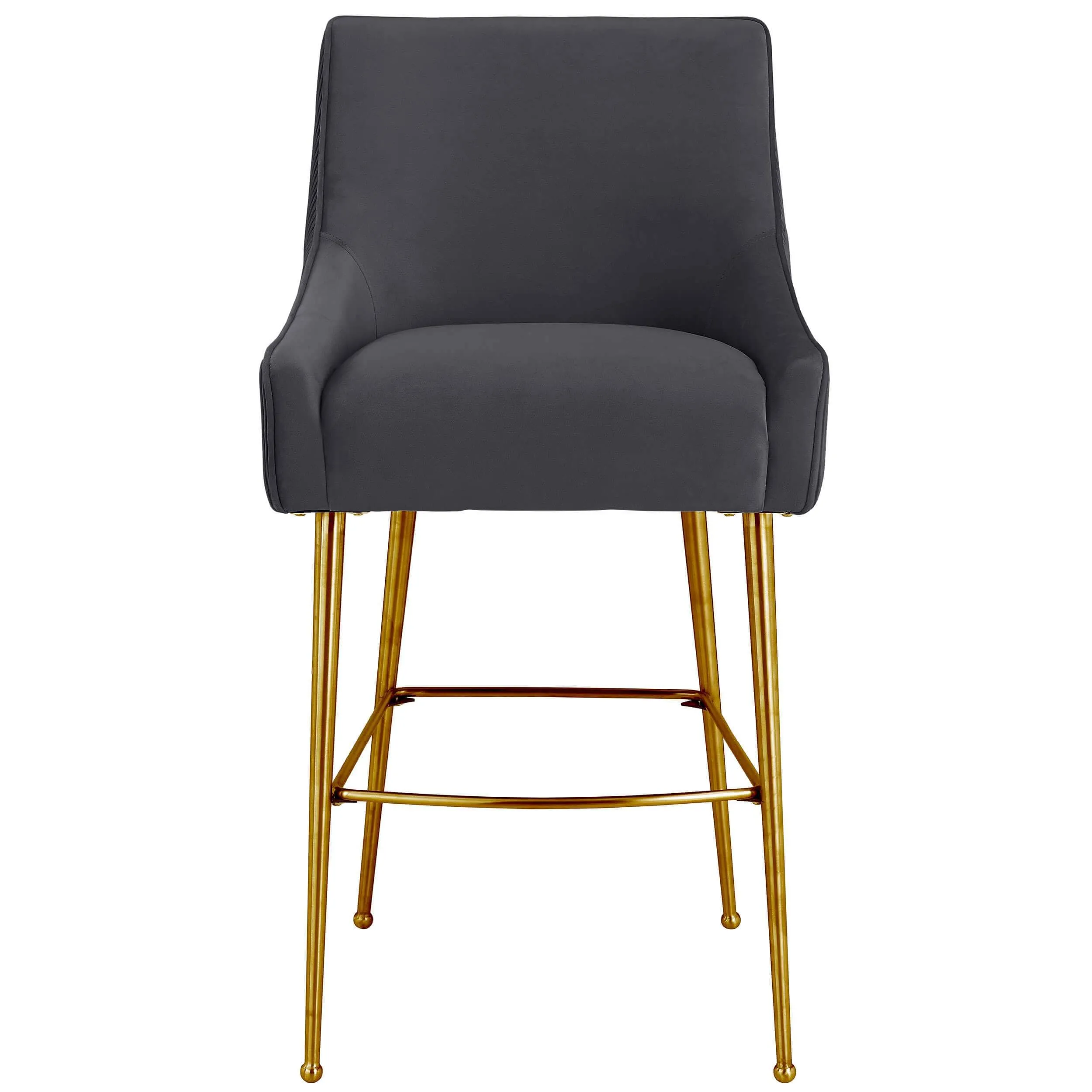 Beatrix Pleated Bar & Counter Stool, Grey/Brushed Gold Base