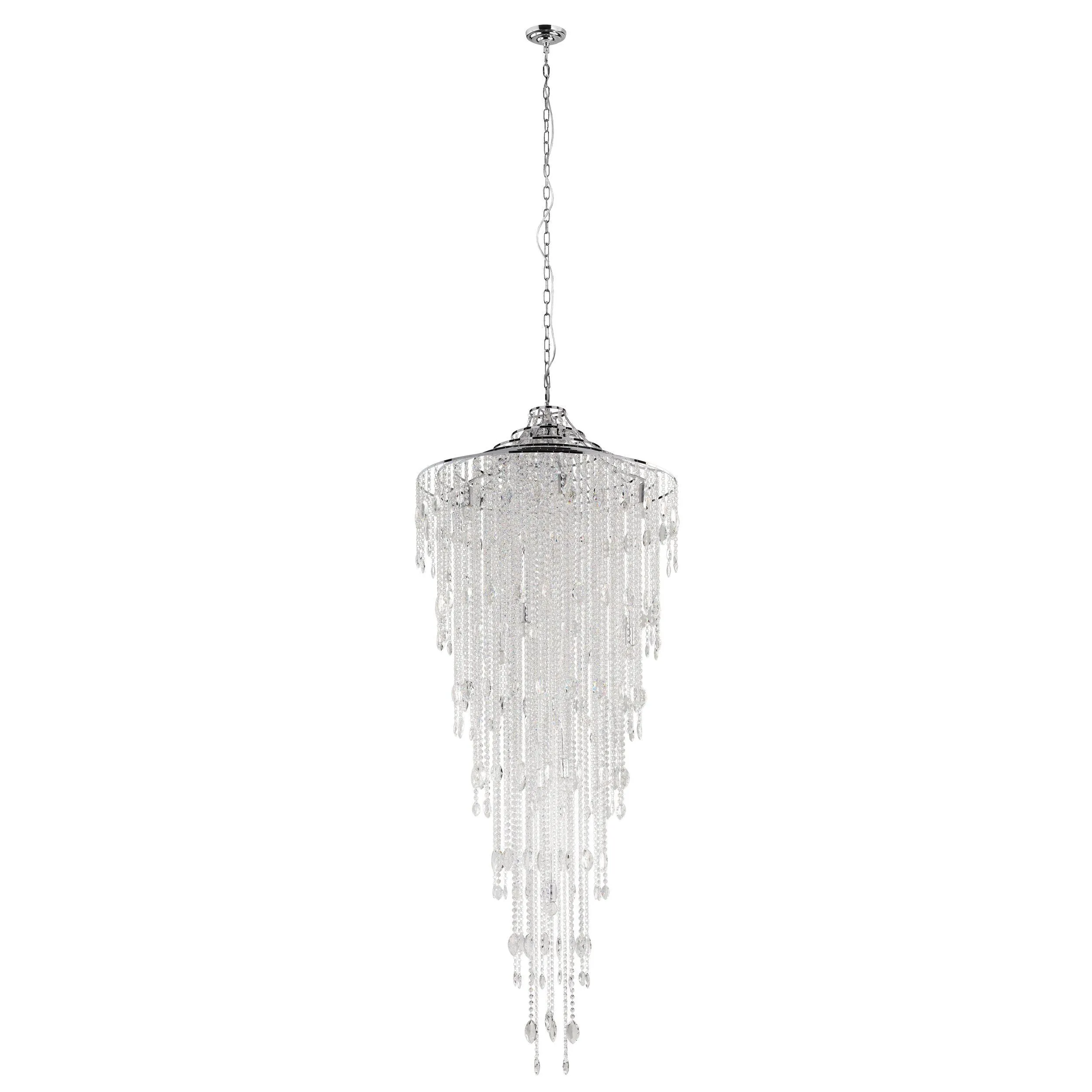 Beires 12 Light 240cm Chrome and Crystal Classic Feature Pendant