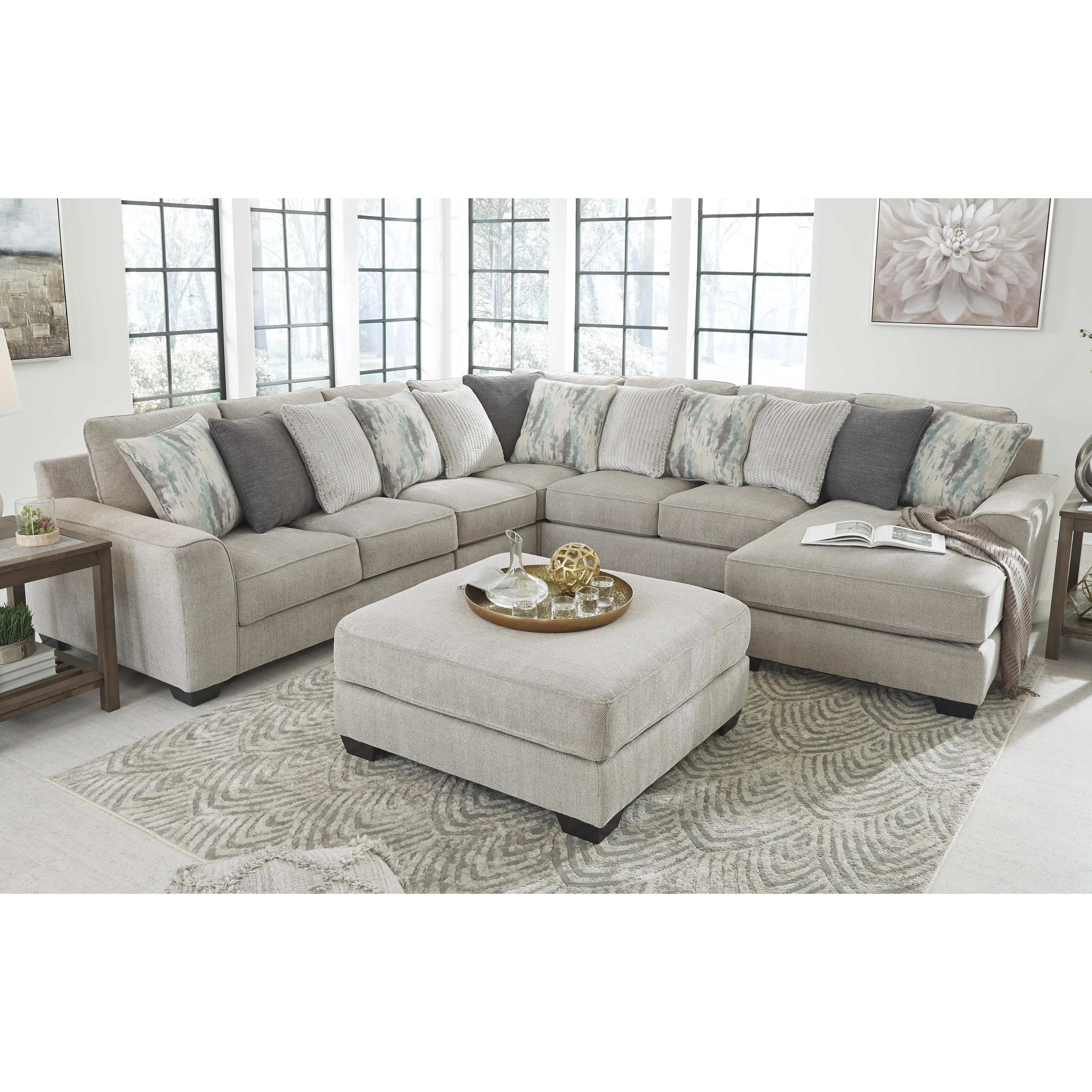 Benchcraft Ardsley Fabric 5 pc Sectional 3950455/3950446/3950477/3950434/3950417