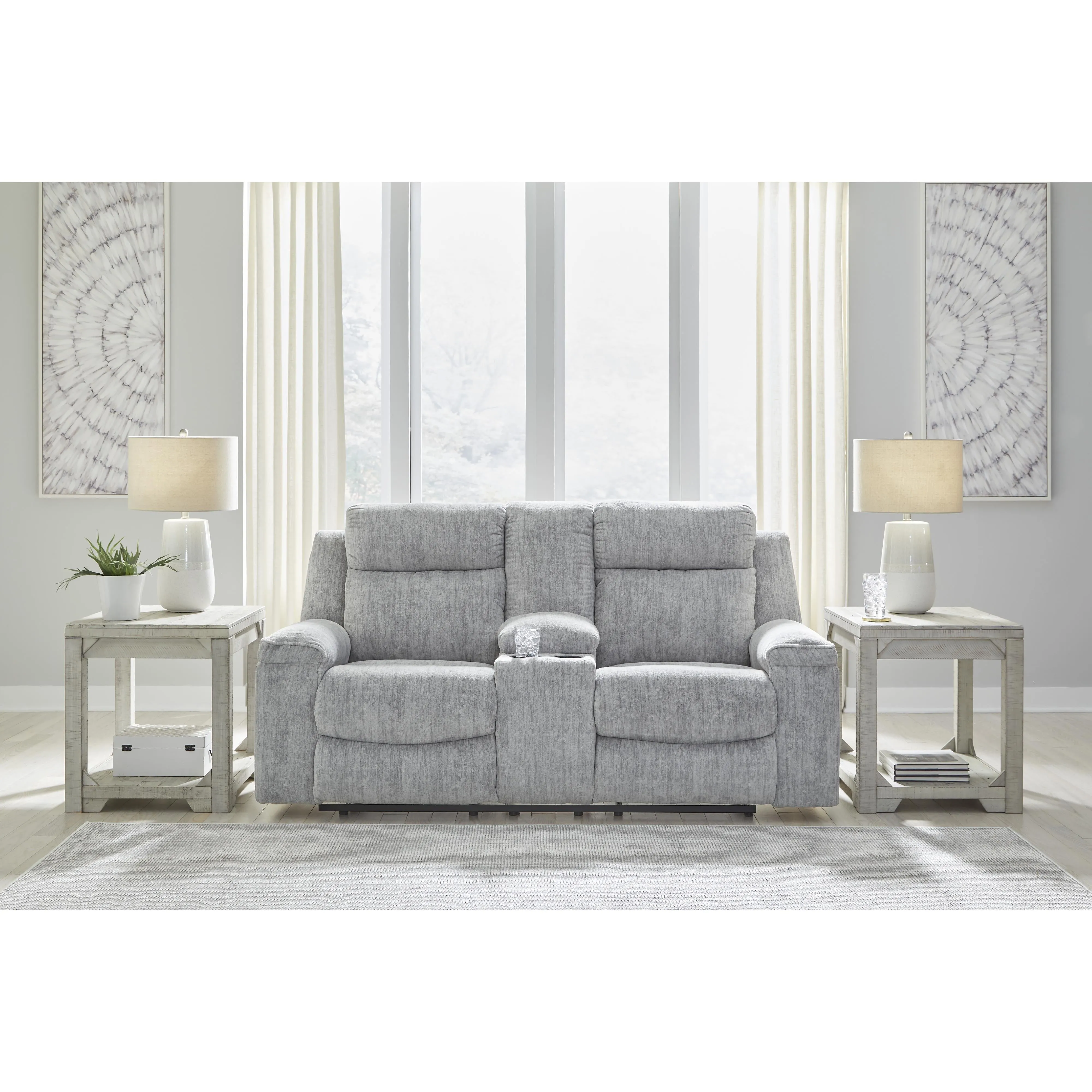 Benchcraft Buntington Reclining Fabric Loveseat with Console 3400494