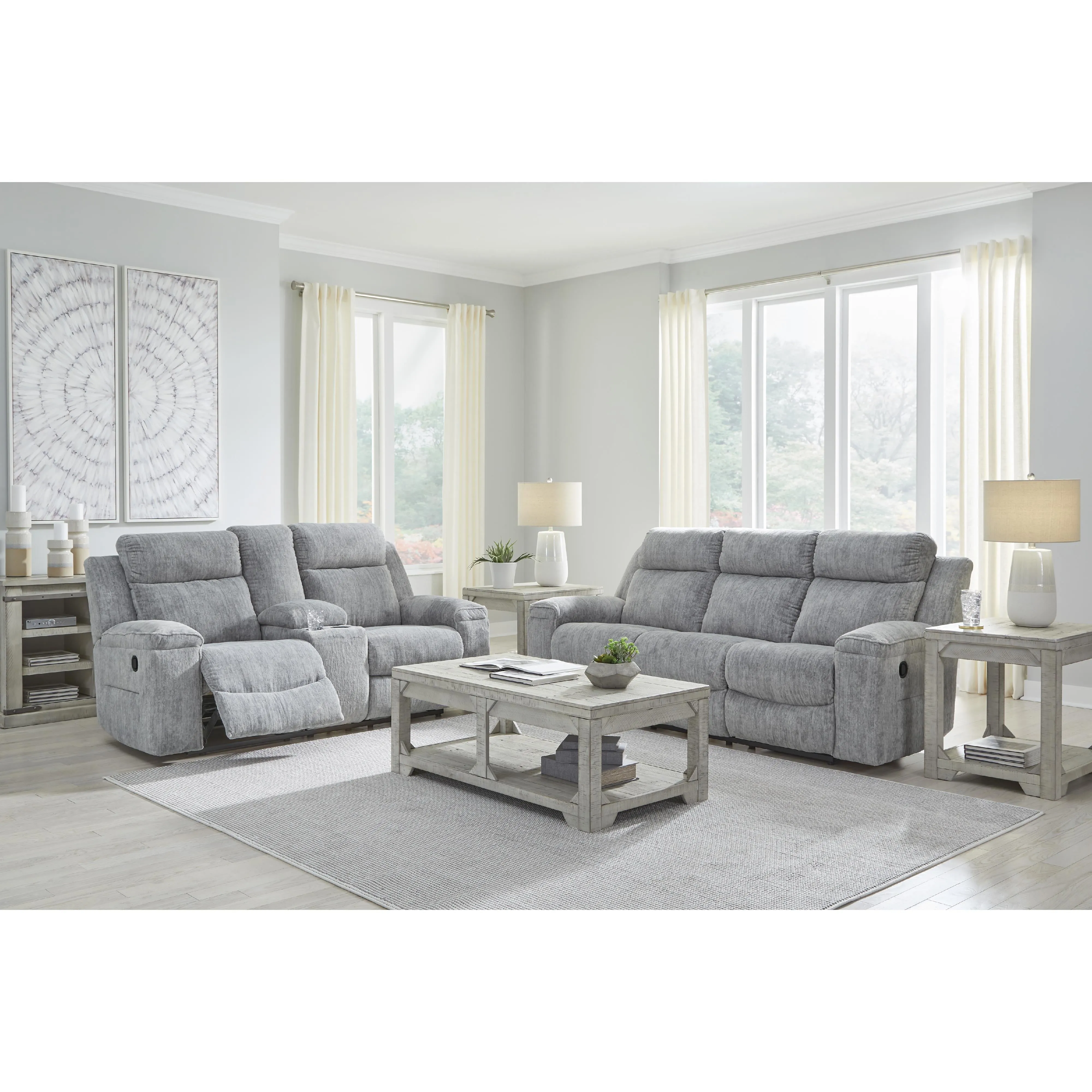 Benchcraft Buntington Reclining Fabric Loveseat with Console 3400494