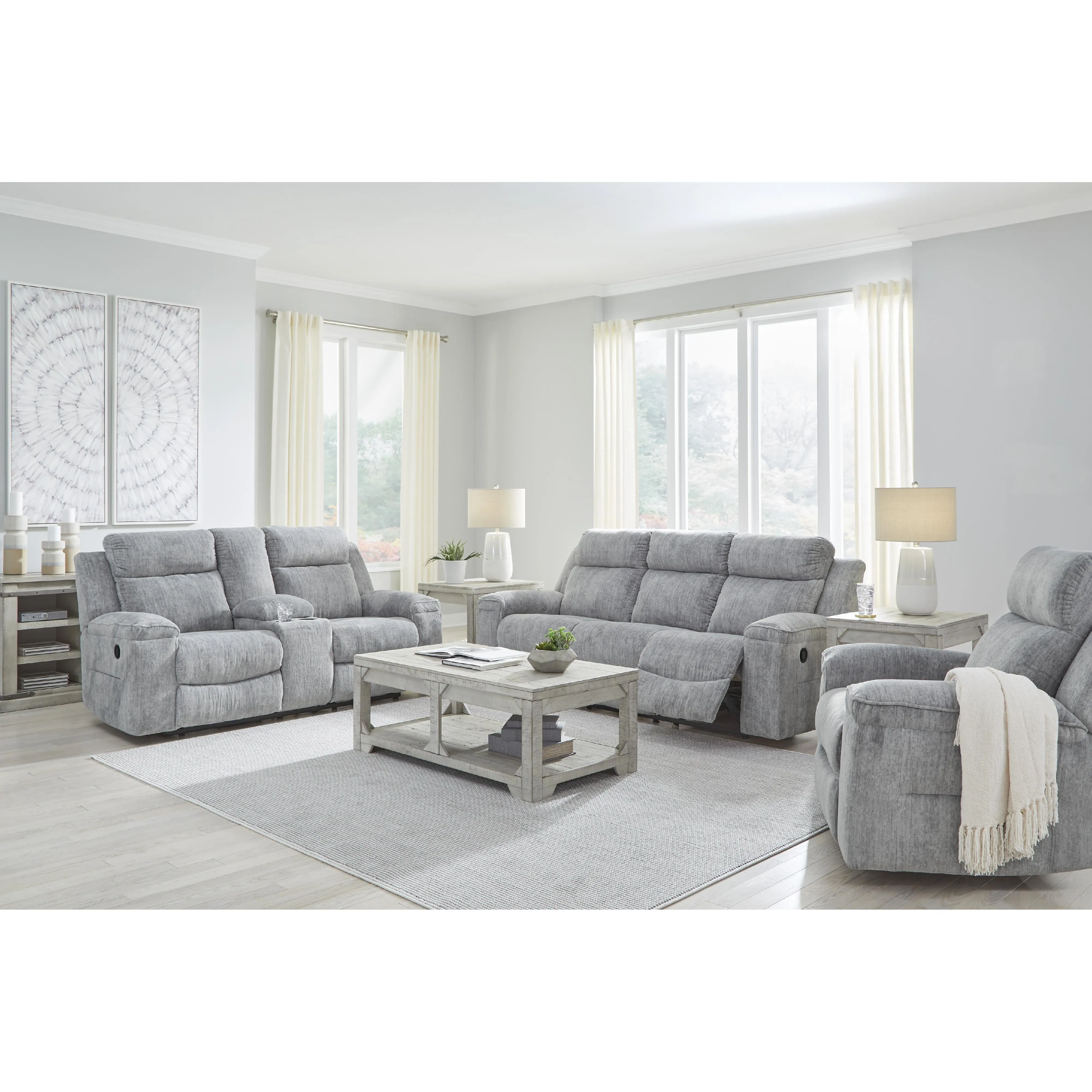 Benchcraft Buntington Reclining Fabric Loveseat with Console 3400494
