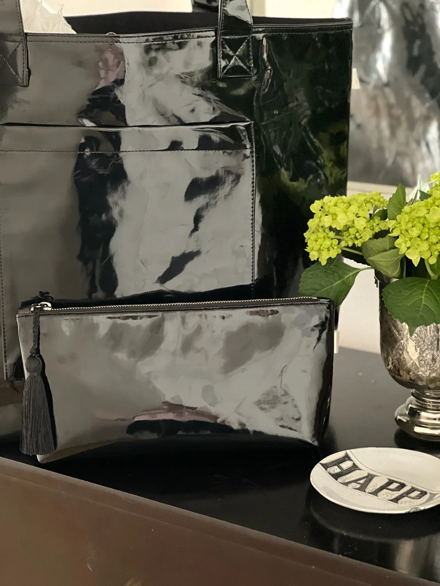 Black Metallic Hold Me Clutch