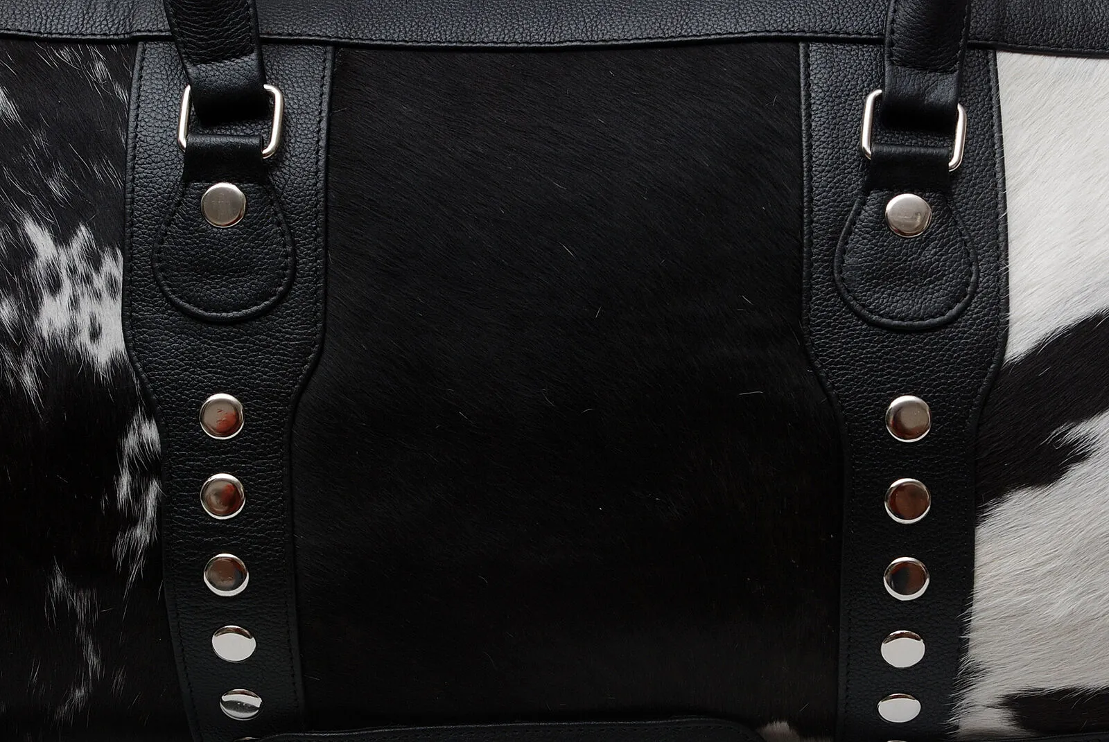 Black White Cow Skin Overnight Bag