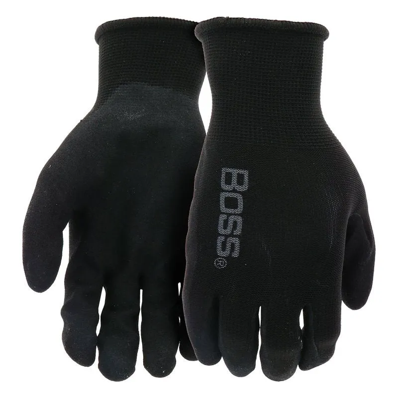 Boss Tactile Grip Series B31252-L Coated Gloves, L, Knit Wrist Cuff, Nitrile Coating, Foam Nitrile, Black :PR: QUANTITY: 1