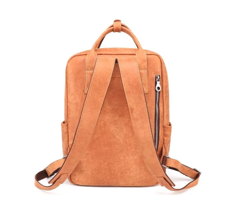 Brown Leather Mens School Backpack Travel Backpack Handbag 13inch Computer Backpack for Men