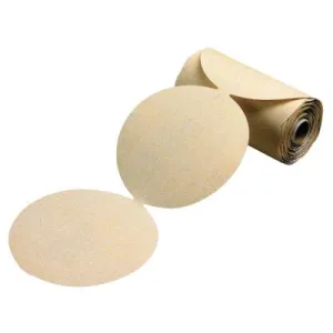 Carborundum Gold Aluminum Oxide Dri-Lube Paper Discs, 6 in Dia., P220 Grit, Roll, 05539510561