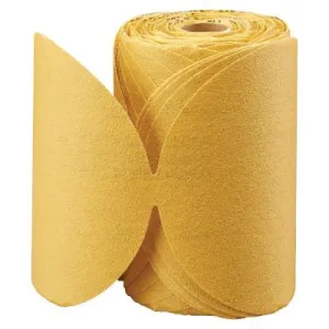 Carborundum Gold Aluminum Oxide Dri-Lube Paper Discs, Seeded Gel, 5 in Dia., P120 Grit, Roll, 05539510553