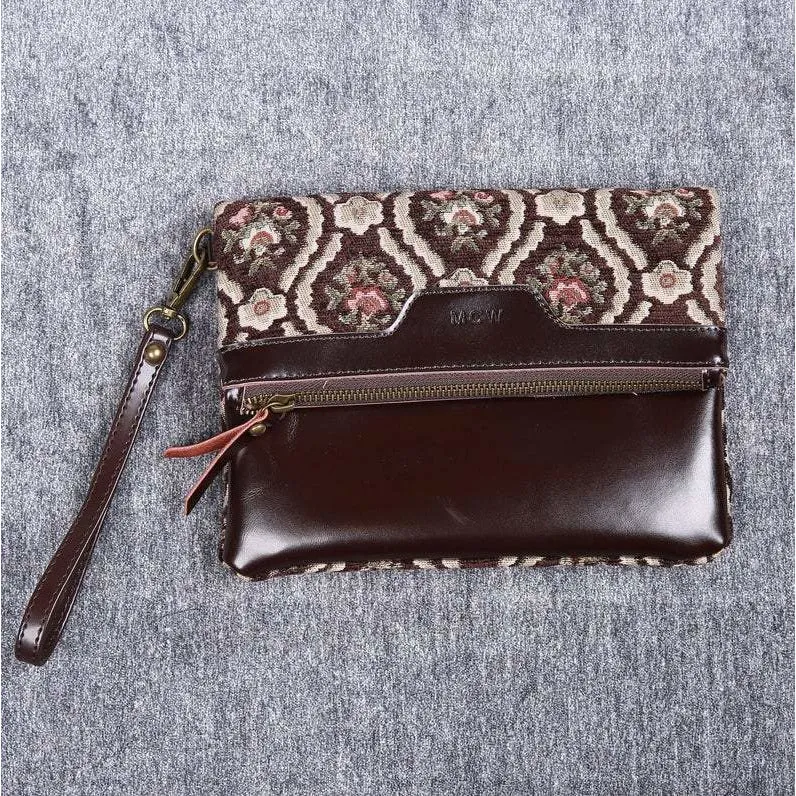 Carpet Clutch & Wristlet Traditional Coffee