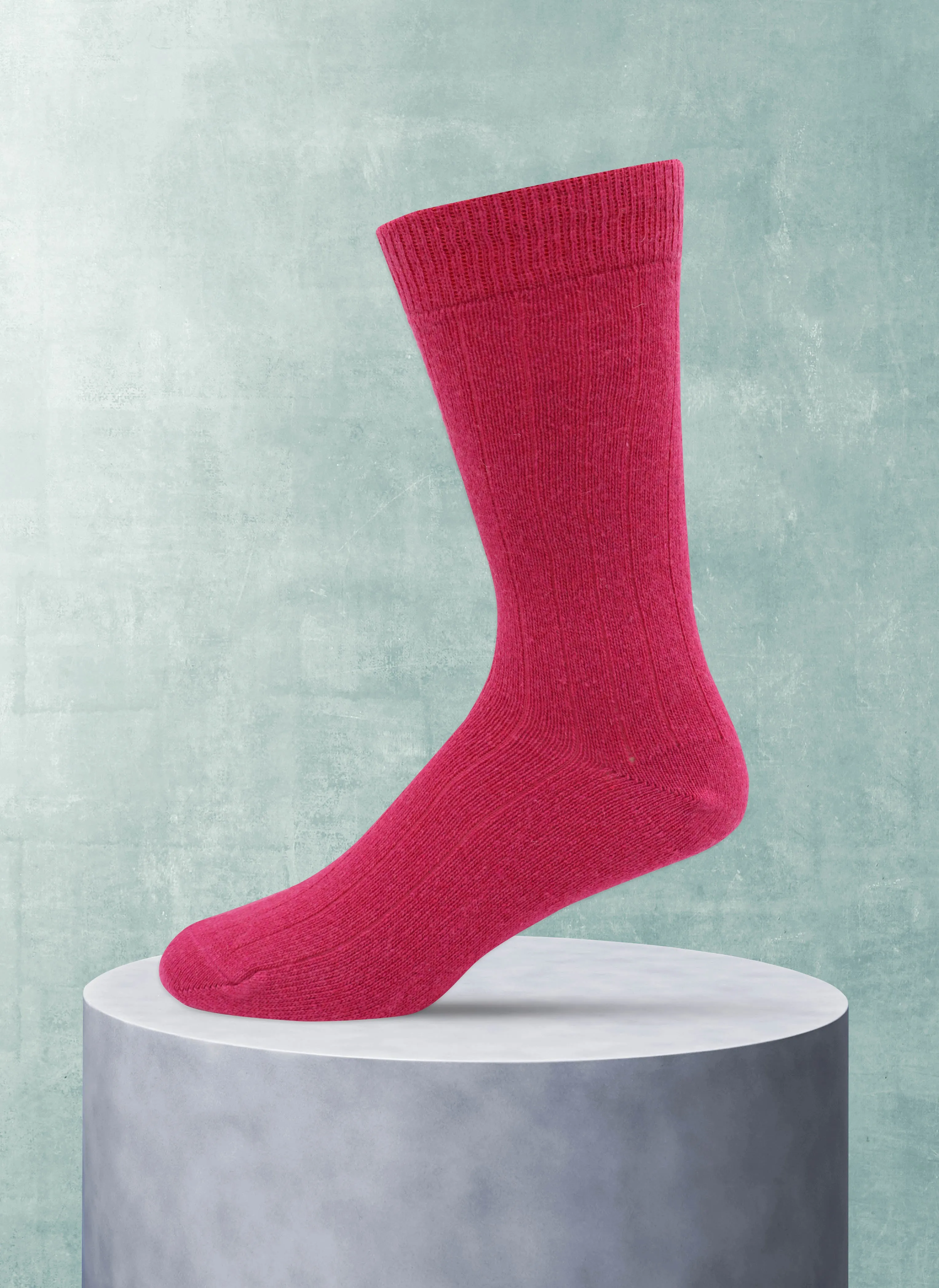 Cashmere Blend Rib Sock in Bright Pink