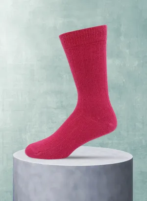 Cashmere Blend Rib Sock in Bright Pink