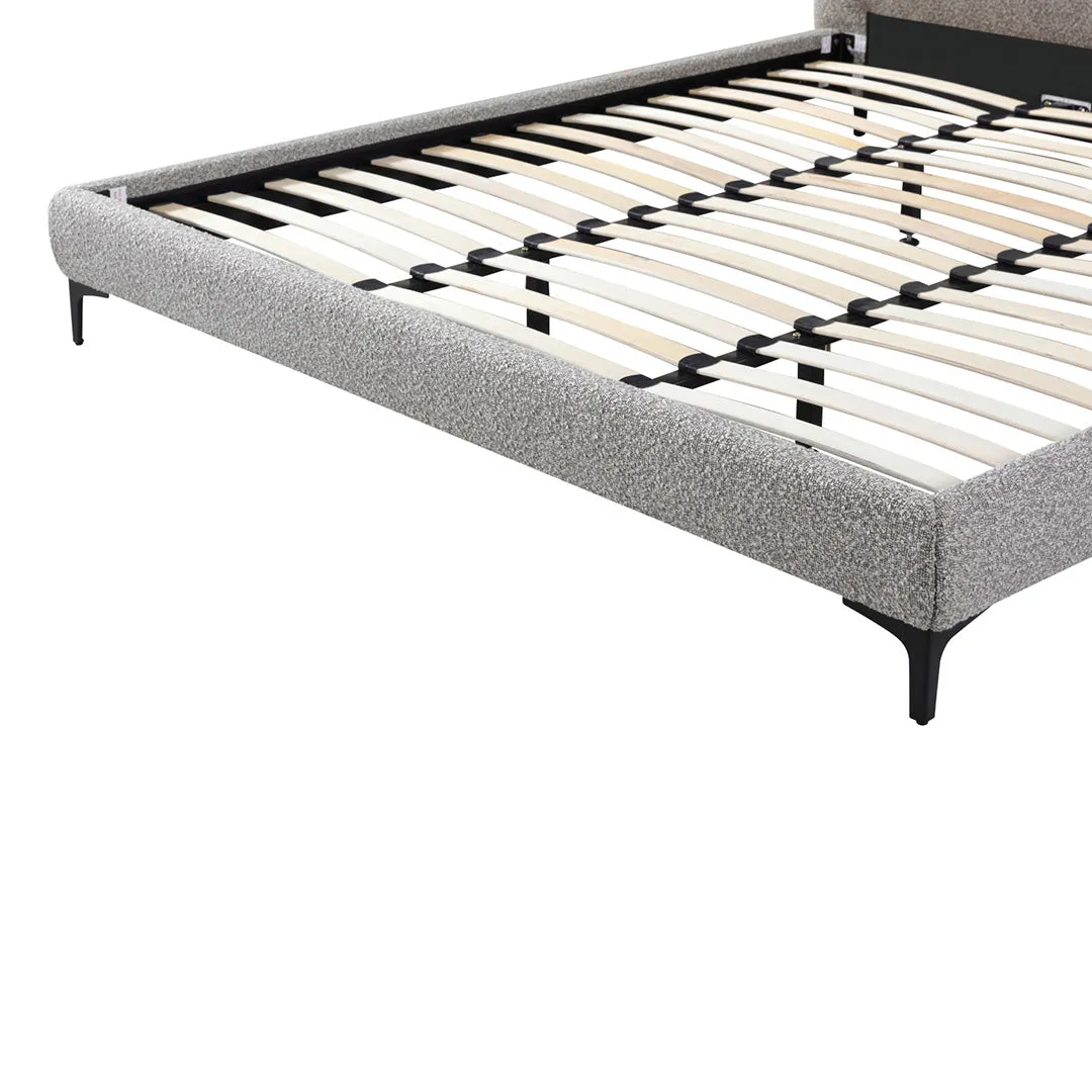 Celeste Fabric Queen Bed Frame - Olive Brown Boucle