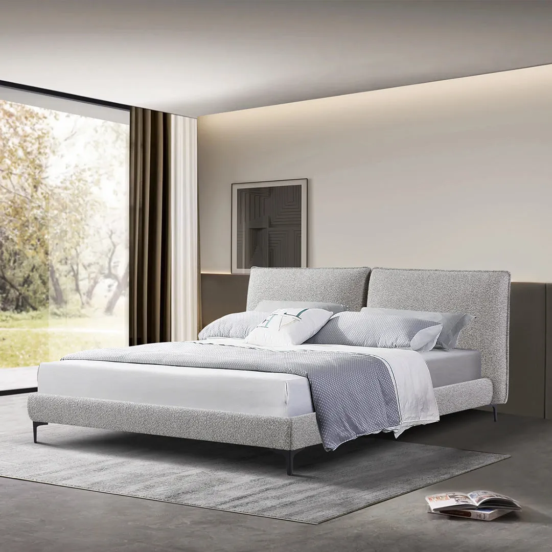 Celeste Fabric Queen Bed Frame - Olive Brown Boucle