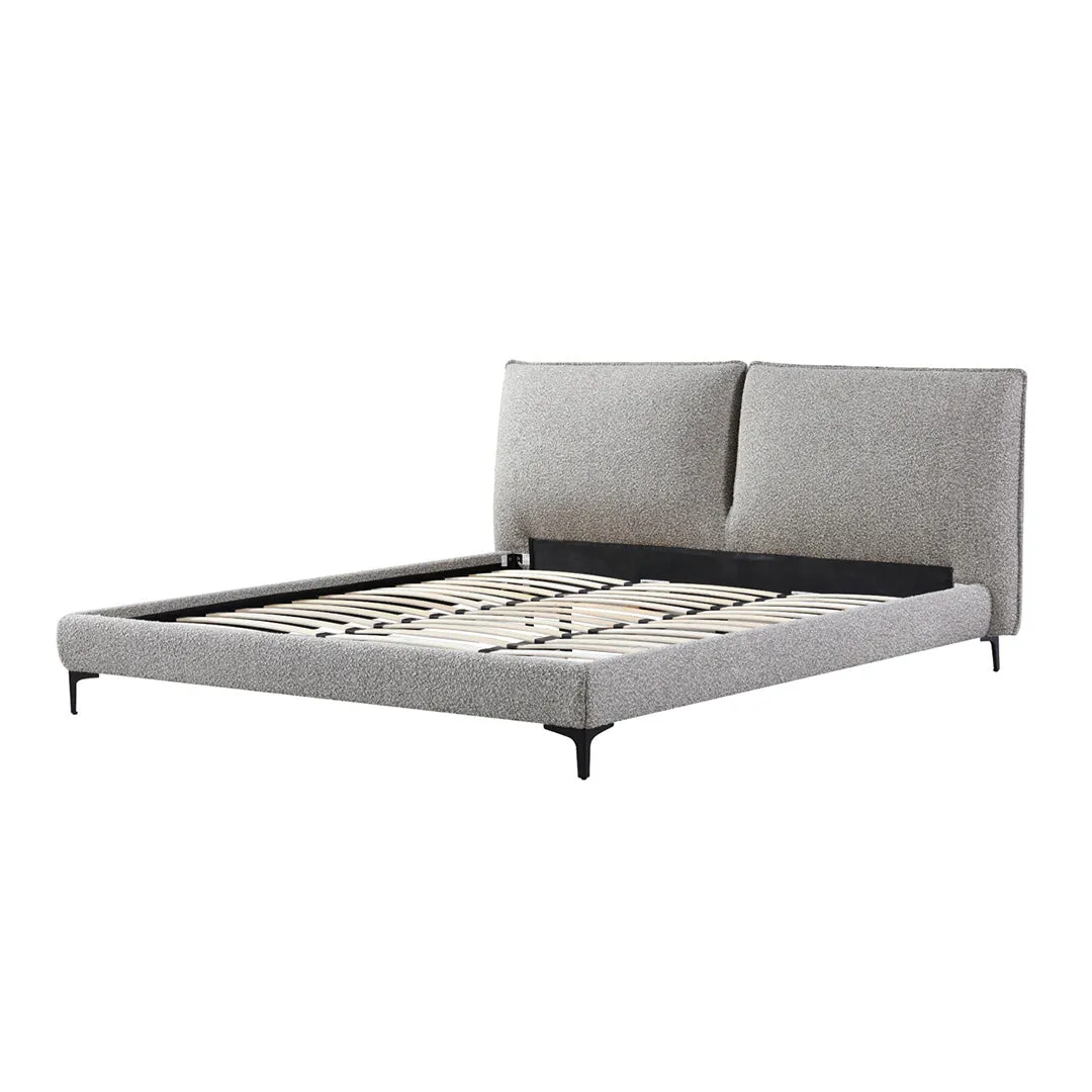 Celeste Fabric Queen Bed Frame - Olive Brown Boucle