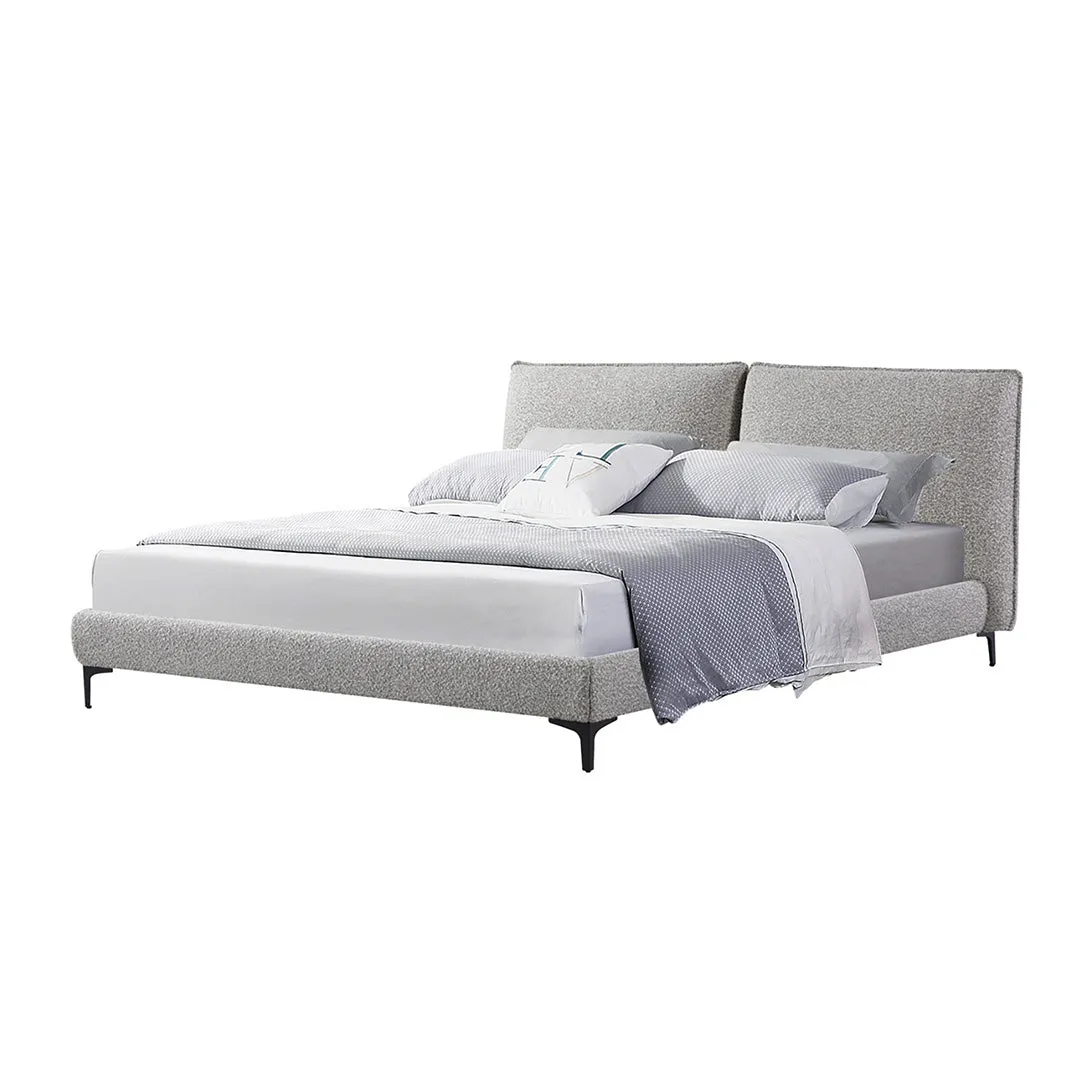 Celeste Fabric Queen Bed Frame - Olive Brown Boucle